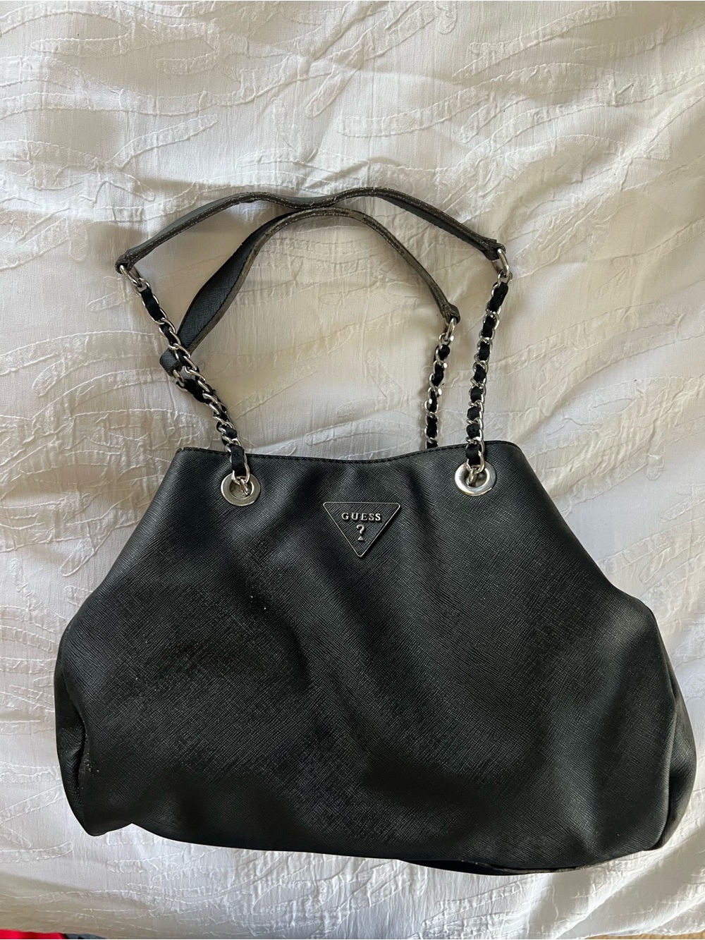 GUESS Black Chain-Handle Shoulder Tote
